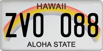 HI license plate ZVO088