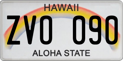 HI license plate ZVO090