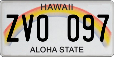 HI license plate ZVO097