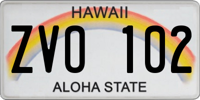 HI license plate ZVO102