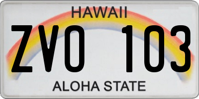 HI license plate ZVO103
