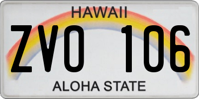 HI license plate ZVO106