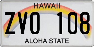 HI license plate ZVO108