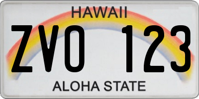 HI license plate ZVO123