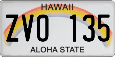 HI license plate ZVO135