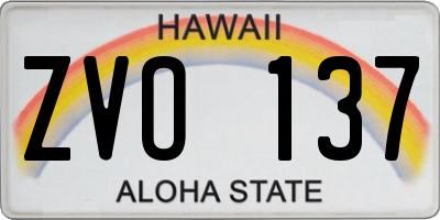 HI license plate ZVO137