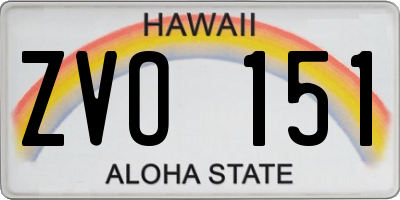 HI license plate ZVO151