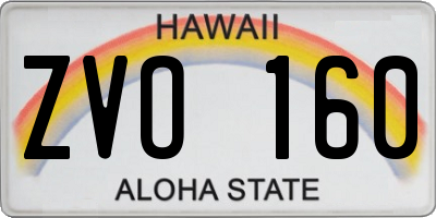 HI license plate ZVO160
