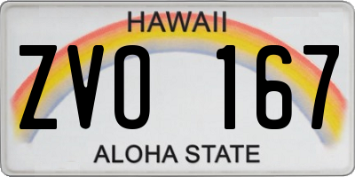 HI license plate ZVO167