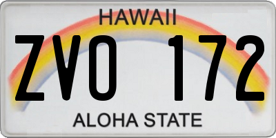 HI license plate ZVO172