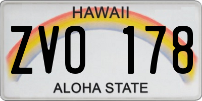 HI license plate ZVO178