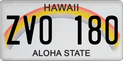 HI license plate ZVO180