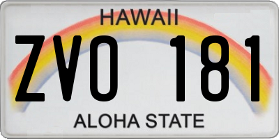 HI license plate ZVO181