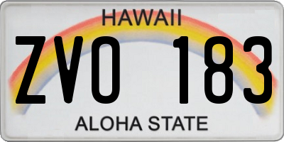 HI license plate ZVO183