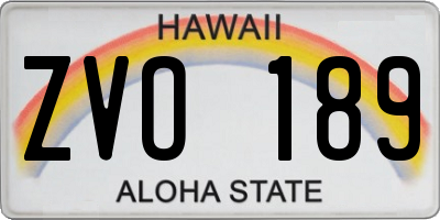 HI license plate ZVO189