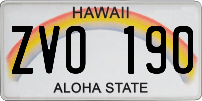 HI license plate ZVO190