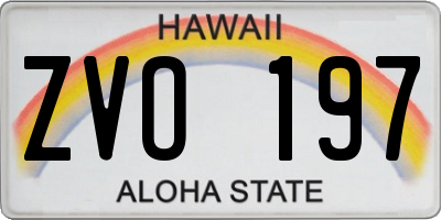 HI license plate ZVO197