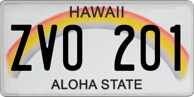 HI license plate ZVO201