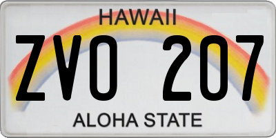 HI license plate ZVO207