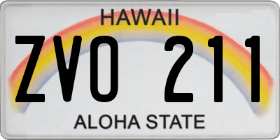 HI license plate ZVO211