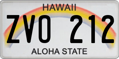 HI license plate ZVO212