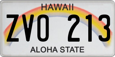 HI license plate ZVO213