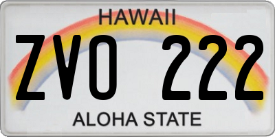 HI license plate ZVO222