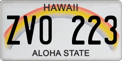 HI license plate ZVO223