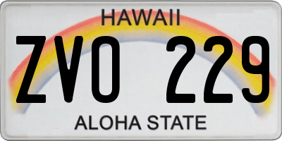 HI license plate ZVO229