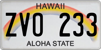 HI license plate ZVO233