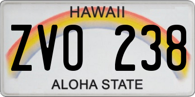 HI license plate ZVO238