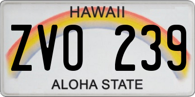 HI license plate ZVO239