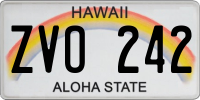 HI license plate ZVO242