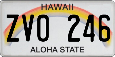 HI license plate ZVO246