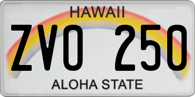 HI license plate ZVO250