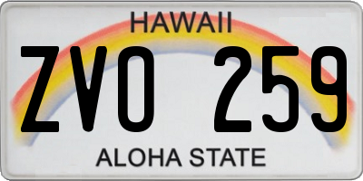 HI license plate ZVO259