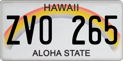 HI license plate ZVO265