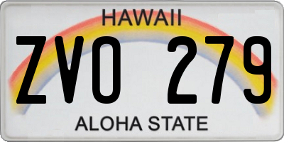 HI license plate ZVO279
