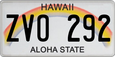 HI license plate ZVO292