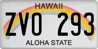HI license plate ZVO293
