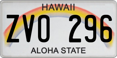 HI license plate ZVO296