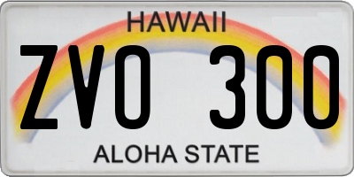 HI license plate ZVO300