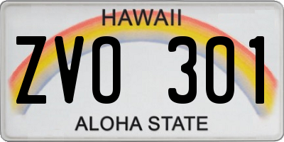 HI license plate ZVO301