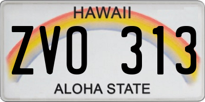 HI license plate ZVO313