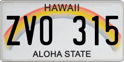 HI license plate ZVO315