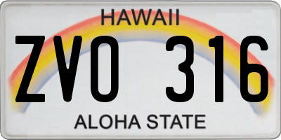 HI license plate ZVO316