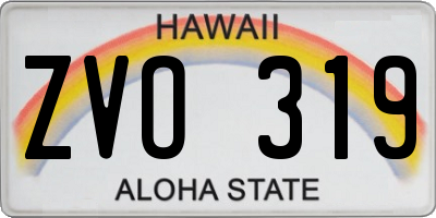 HI license plate ZVO319