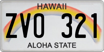 HI license plate ZVO321