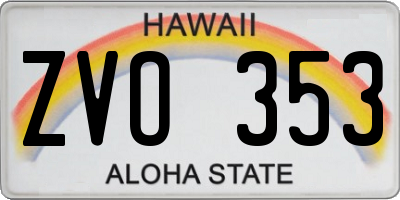 HI license plate ZVO353