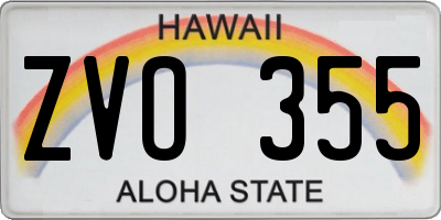 HI license plate ZVO355